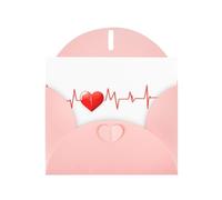 Pink WHJSHOP Broken ECG Prints, biglietto di auguri, carta perlescente di alta qualità, double face, effetto perlato, busta di carta perlata