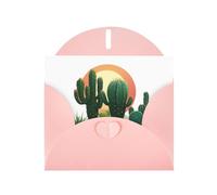Pink WHJSHOP Cactus before sunset Prints, biglietto di auguri - Carta perlescente di alta qualità su entrambi i lati, effetto perlato, busta di carta perlata con fibbia d'amore