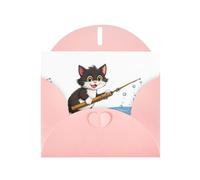 Pink WHJSHOP Cartone animato gattino pesca stampa biglietto di auguri - High-End carta perlescente double face effetto perla Love Buckle busta di carta perlata