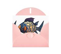 Pink WHJSHOP Cartone animato lanterna pesce stampa biglietto di auguri - High-End carta perlescente double face effetto perla Love Buckle busta di carta perlata