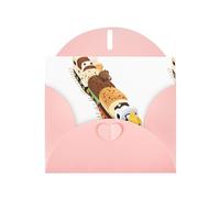 Pink WHJSHOP Dessert Animals on the Train Prints, biglietto di auguri, carta perlescente di alta qualità, double face, effetto perlato, busta di carta perlata