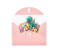 Pink WHJSHOP Dinosaur giocattolo in una pila di caramelle stampe biglietto di auguri - Carta perlescente di alta qualità a doppia faccia effetto perla Love Buckle busta di carta perlata