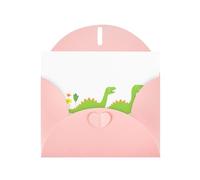Pink WHJSHOP Dinosaurs on a Spring Outing Prints, biglietto di auguri, carta perlescente di alta qualità, double face, effetto perlato, busta di carta perlata