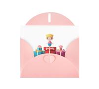 Pink WHJSHOP Dolls che spuntano fuori da scatole regalo Stampe biglietto di auguri - Carta perlescente di alta qualità a doppia faccia effetto perla busta di carta con fibbia d'amore
