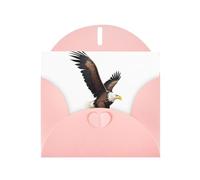 Pink WHJSHOP Eagle on the snowy mountain Prints biglietto di auguri - Carta perlescente di alta qualità su entrambi i lati, effetto perlato, busta di carta perlata con fibbia d'amore
