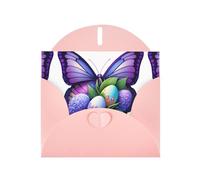 Pink WHJSHOP Easter eggs in the Butterfly Bush Prints, biglietto di auguri - Carta perlescente di alta qualità su entrambi i lati, effetto perlato, busta di carta con fibbia d'amore