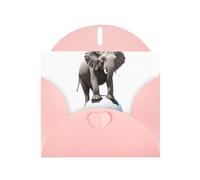 Pink WHJSHOP Elephant in piedi sul pallone da calcio Stampe biglietto di auguri - Carta perlescente di alta qualità a doppia faccia effetto perla Love Buckle busta di carta perlata