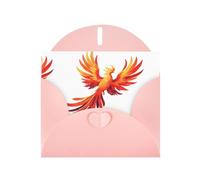 Pink WHJSHOP Fire Phoenix Flying in the Starry Sky Prints, biglietto di auguri, carta perlescente di alta qualità, double face, effetto perlato, busta di carta perlata