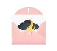 Pink WHJSHOP Flame under the dark clouds Prints, biglietto di auguri - Carta perlescente di alta qualità su entrambi i lati, effetto perlato, busta di carta perlata con fibbia d'amore
