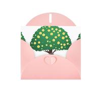Pink WHJSHOP Flower Bicycle under the tree Prints, biglietto di auguri - Carta perlescente di alta qualità su entrambi i lati, effetto perlato, busta di carta perlata con fibbia d'amore