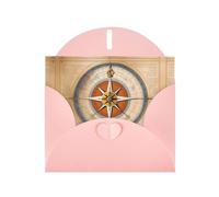 Pink WHJSHOP Law of the Compass - Biglietto di auguri con stampa marina - Carta perlescente di alta qualità su entrambi i lati, effetto perlato, busta di carta perlata