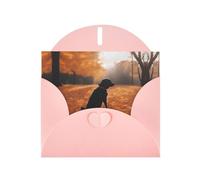 Pink WHJSHOP Leaves with dogs Prints Greeting Card - High-End Pearlescent Paper Double Sided Pearl Effect Love Buckle Pearl Paper Envelope
