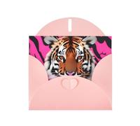 Pink WHJSHOP Zebra Tiger Leopard Pink Prints biglietto di auguri - Carta perlescente di alta qualità su entrambi i lati effetto perlato con fibbia d'amore busta di carta perlata