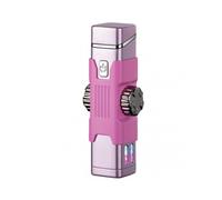 (Pink)Windproof Double Arc Lighter with Colorful Led Light for Lighter Lover