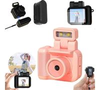 (Pink with battery) Mini Camera, Mini Vintage Camera, Tiny Nostalgic Snap Camera