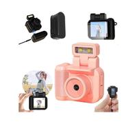 (Pink with battery) Mini Camera, Mini Vintage Camera, Tiny Nostalgic Snap Camera
