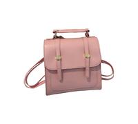 (Pink) Women Leather Backpack Female Casual Shoulder Handbag Students School Book Bag Travel Backpack Small Backpack for Work Silver plus pendant