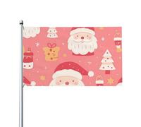 Pink Xmas Santa Gingerbread Cookies Tree Bandiera Da Giardino Durevole Bandiere Robuste Flag Per Interno Esterno Prato Casa 90X150Cm