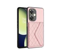 (Pink) YB Leather Coating Series-8 Compatible For OnePlus Nord CE 3 Lite 5G Case Phone Card Bag with Kickstand