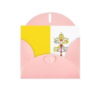 Pink YYHWHJDE - Biglietto d'auguri con immagine bandiera del Vaticano, 15,2 x 10,2 cm, con doppio effetto perlato e inchiostro ecologico
