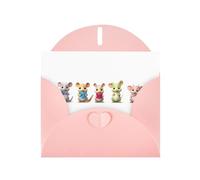 Pink YYHWHJDE - Biglietto d'auguri con immagine di animali che cantano e ballano, 15,2 x 10,2 cm, con effetto perlato su entrambi i lati e inchiostro ecologico