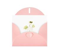 Pink YYHWHJDE - Biglietto d'auguri con scheletro e fiori negli occhi, 15,2 x 10,2 cm, con effetto perlato su entrambi i lati e inchiostro ecologico