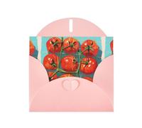 Pink YYHWHJDE - Biglietto d'auguri con stampa di piccoli pomodori nella tasca a rete, 15 x 10 cm, design unico e alla moda per varie occasioni