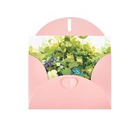 Pink YYHWHJDE - Biglietto d'auguri con stampa di una piccola rana tra i fiori e le piante, 15 x 10 cm, design unico e alla moda per varie occasioni