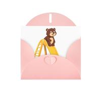 Pink YYHWHJDE - Biglietto di auguri con orsetto che gioca sulla diapositiva, 15 x 10 cm, design unico e alla moda per varie occasioni