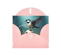 Pink YYHWHJDE - Biglietto di auguri con scritta "Little Swallow stepping on the ball", 15 x 10 cm, design unico e alla moda per varie occasioni