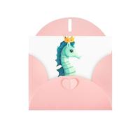 Pink YYHWHJDE - Biglietto di auguri con stampa cavalluccio marino con corona, 15 x 10 cm, design unico e alla moda per varie occasioni