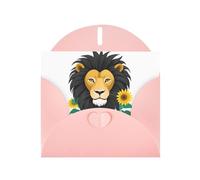 Pink YYHWHJDE - Biglietto di auguri con stampa del leone tra i girasoli, 15 x 10 cm, design unico e alla moda per varie occasioni