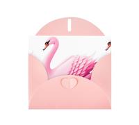 Pink YYHWHJDE - Biglietto di auguri con stampa di cigno rosa che cammina lentamente vicino al fiume, per Natale, compleanno, San Valentino, anniversario di matrimonio e feste