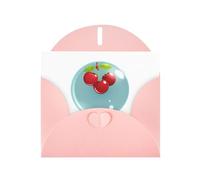 Pink YYHWHJDE - Biglietto di auguri con stampa di ciliegia nella bolla, 15 x 10 cm, design unico e alla moda per varie occasioni
