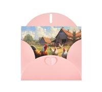 Pink YYHWHJDE - Biglietto di auguri con stampa di polli e fattoria, per Natale, compleanno, San Valentino, anniversario di matrimonio e feste