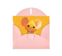 Pink YYHWHJDE - Biglietto di auguri con stampa di topolino giallo, 15 x 10 cm, design unico e alla moda per varie occasioni