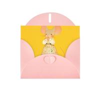 Pink YYHWHJDE - Biglietto di auguri con stampa di topolino timido, 15 x 10 cm, design unico e alla moda per varie occasioni