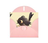 Pink YYHWHJDE - Biglietto di auguri con stampa di uccellino nero che gioca a calcio, 15 x 10 cm, design unico e alla moda per varie occasioni