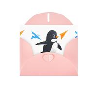 Pink YYHWHJDE - Biglietto di auguri con stampa di un piccolo pinguino che gioca con aeroplano di carta, 15 x 10 cm, design unico e alla moda per varie occasioni