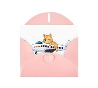 Pink YYHWHJDE Cat on the plane Prints, biglietto di auguri, 15 x 10 cm, design unico e alla moda per varie occasioni