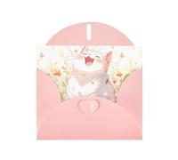 Pink YYHWHJDE Happy Fat White Cat Prints, biglietto di auguri, 15 x 10 cm, design unico e alla moda per varie occasioni