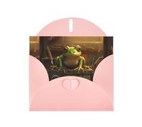 Pink YYHWHJDE Little Frog by the Radio Prints, biglietto di auguri, 15 x 10 cm, design unico e alla moda per varie occasioni