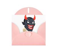 Pink YYHWHJDE Singing Devil Mask - Biglietto d'auguri con immagine di maschera da diavolo, 15,2 x 10,2 cm, con effetto perlato su entrambi i lati e inchiostro ecologico