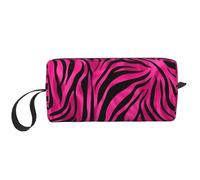 Pink Zebra Print Makeup Bag Water Resistant Travel Toiletry Organizer per donne uomini astratto cosmetico sacchetto di immagazzinaggio con cerniera portatile piccola borsa degli attrezzi