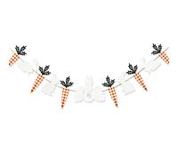 pinkblume Wood Easter Banner Decorations Easter Bunny Carrot Garland Rabbit Spring Decor for Happy Eatser Day Birthday Party Office Home Fireplace Boys Girls Room Wall Hanging Decorations