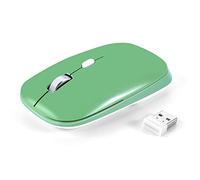 PINKCAT Bluetooth Mouse Senza Fili, 2.4G Mouse Ottico Slim, Design Portatile e Click Silenzioso, per Laptop, PC, Mac, Ufficio Linux, Nero (Verde)