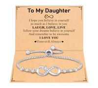 PINKDODO Braccialetto con cuore infinito, regalo per figlia, nipote, fidanzata, moglie, sorella, San Valentino, festa della mamma, regalo di Natale, 6.8 inches, Acciaio inossidabile, Nessuna pietra