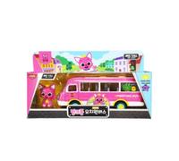 Pinkfong Baby Shark Kindergarten Bus Diecast Metal Pull Back Pink Car con fig...