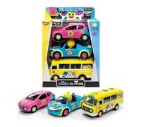 Pinkfong Baby Shark Metal Diecast Auto Sportiva 3Set Pull Back Door Aperto...