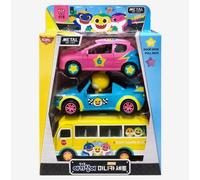 Pinkfong Baby Shark mini auto in metallo pressofuso set 3 pezzi estraibile po...